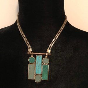 Statement Necklace Gold and Turquoise